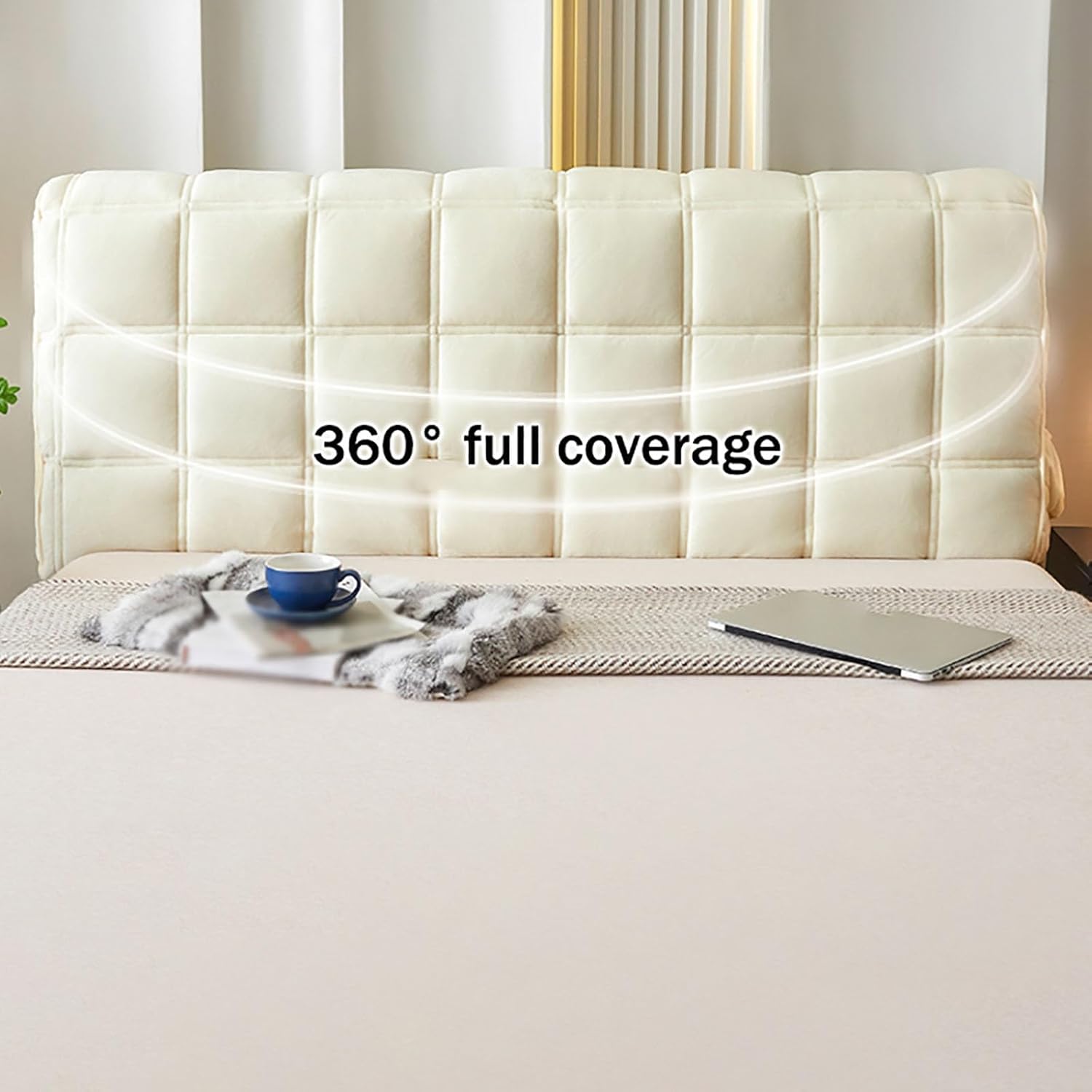 Soft Crystal Velvet Headboard Cover,headboard Cover Thickened Padded,Anti-Collision Protection,Bed Headboard Slipcover with Pocket,for Bedroom Decor(Brown,47.2in)