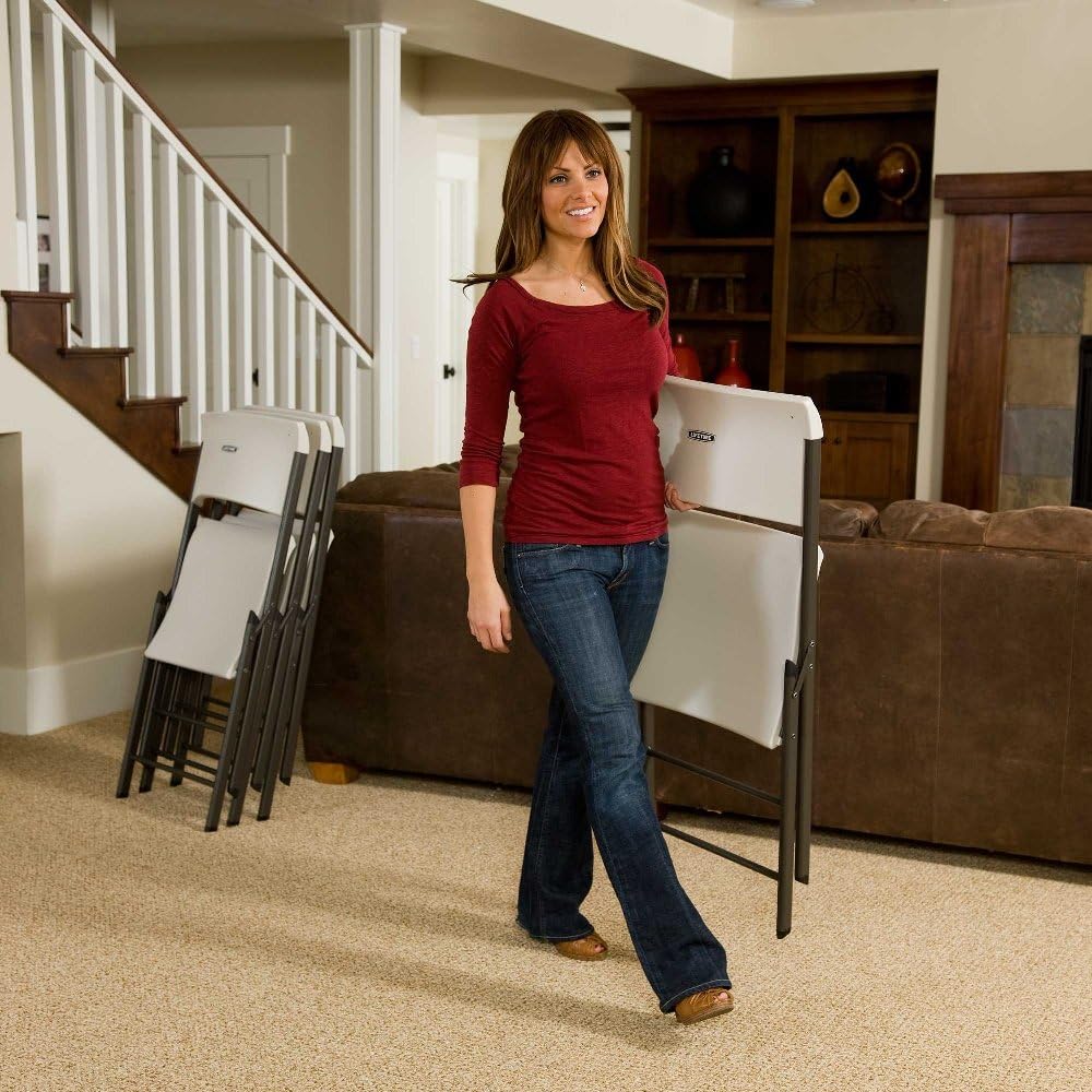 Lifetime Folding Chair, Contemporary - Pack of 4, Almond