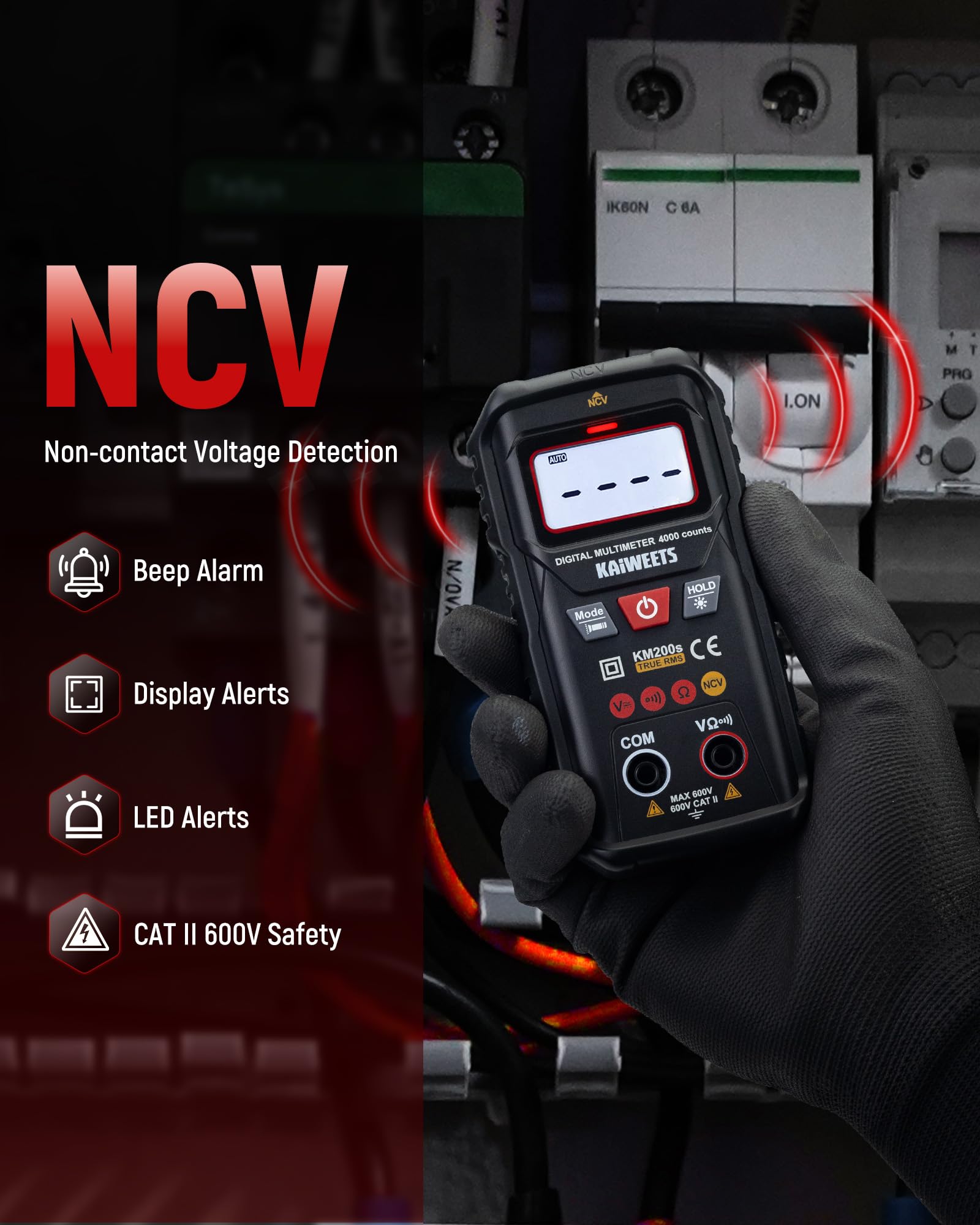 KAIWEETS Digital Multimeter KM200s with True RMS, Auto Ranging Voltmeter, Smart Measurement, NCV Non-Contact Voltage Detector - Image 4