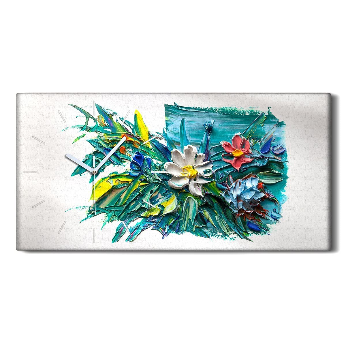 Horloge sur toile fleur abstraite pour une ambiance de salon apaisante
