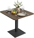 HOMCOM Square Dining Table for 2, Modern Kitchen Table with Wood-Effect Top and Steel Base for Living Room, Dining Room, Dark Brown