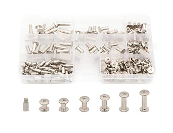 LBY 160pcs Phillips Chicago Screws, M5 x 6/8/10/12/15/18mm Binding Screw Posts, Binding Barrels and Screws Assortment Kit, with Extention Posts 40pcs, Nickel-Plated Silvery
