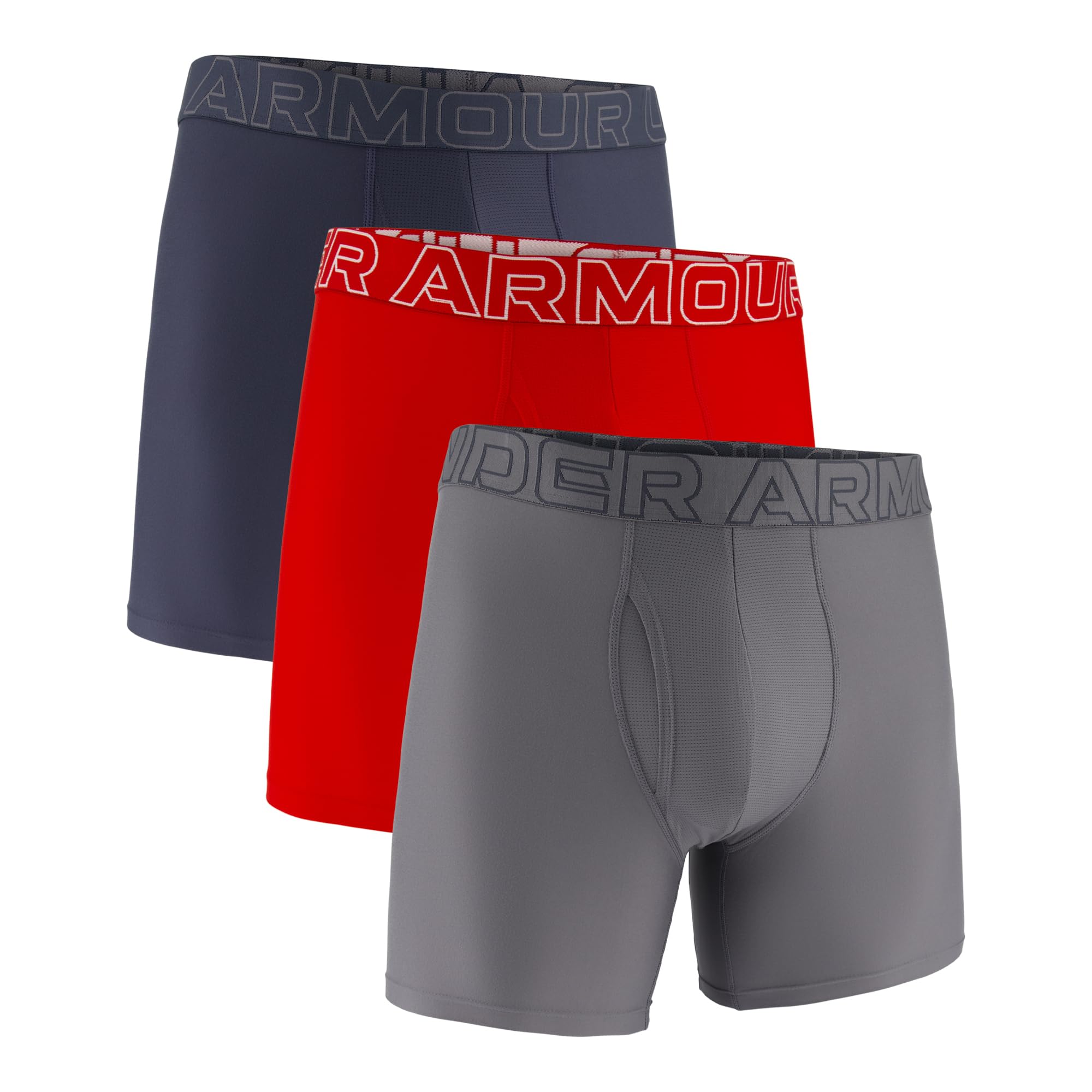 Under Armour Pack de 3 Bóxers Tech Performance para Hombre, Largo de Pierna de 15 cm – Transpirable, Absorbe la Humedad, Tacto Suave, Comodidad Todo el Día