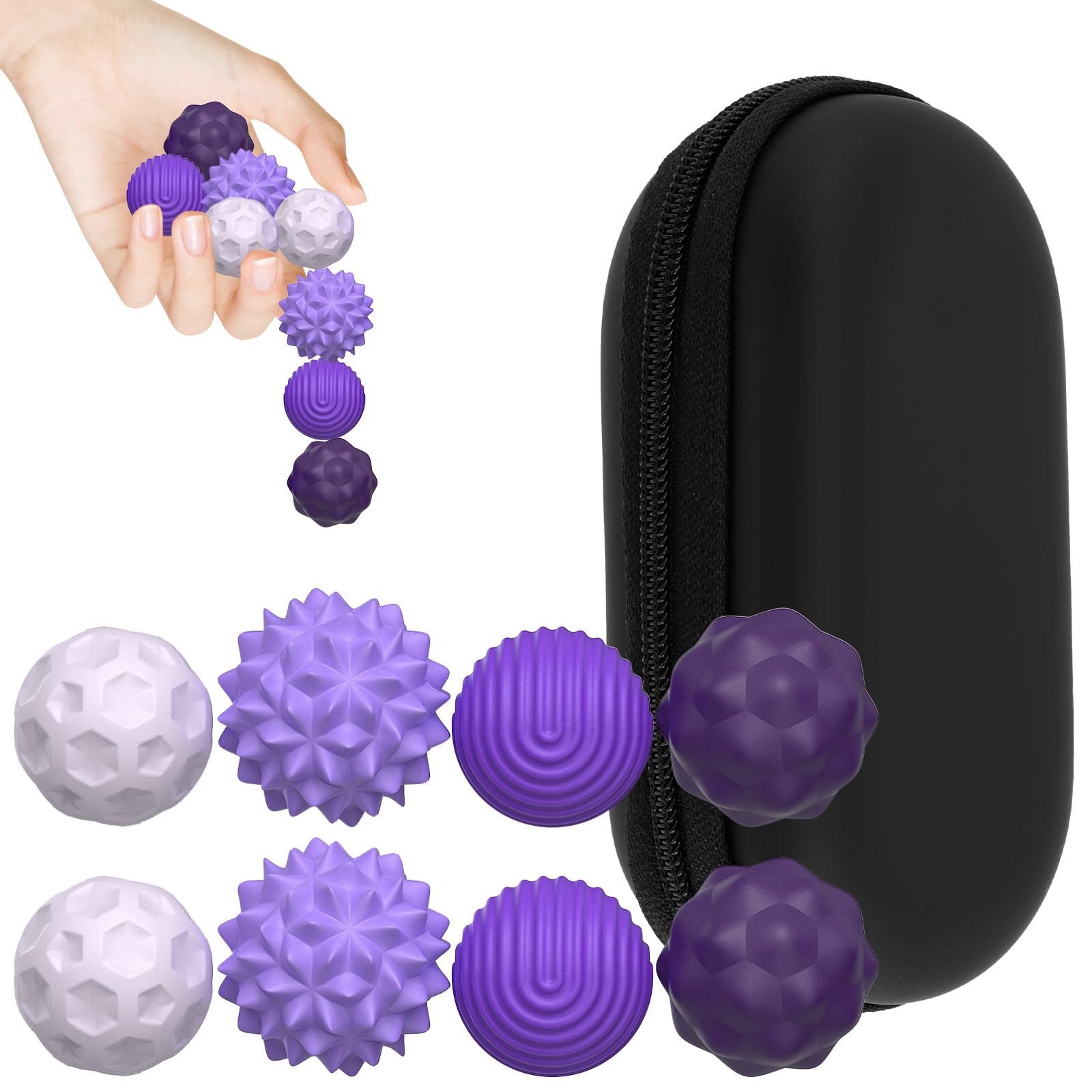 8Pcs Magnetic Balls Fidget Toy,Magnetic Balls with Silicone Shell,Anti-static Stress Relief Toy for Teens & Adults,4 Different Textures Design,Concentration Tool for Office Home School(Purple)