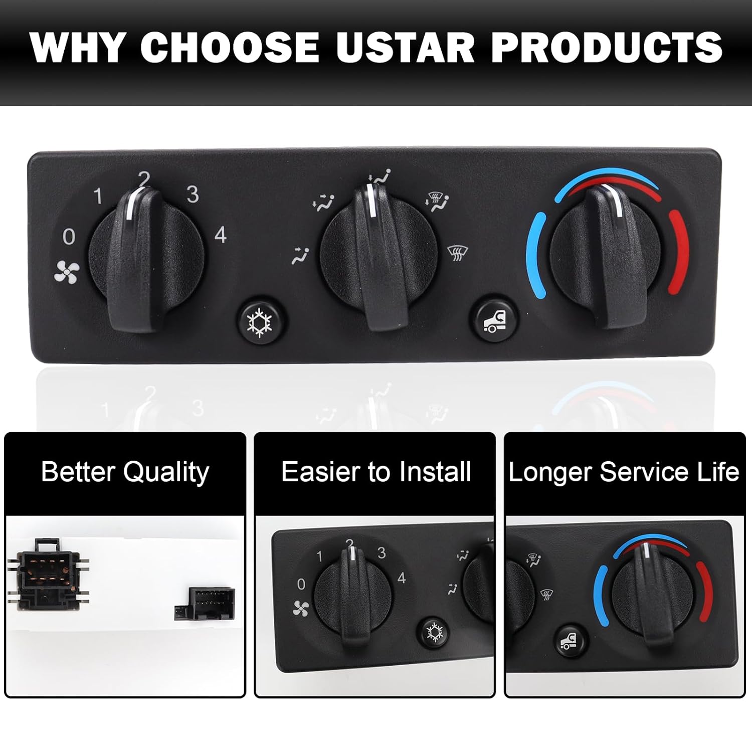 Q21-6119 HVAC A/C Heater Climate Control Module Panel Switch Replacement for Peterbilt Trucks 337 348 389 Temperature Control Panel Q216119