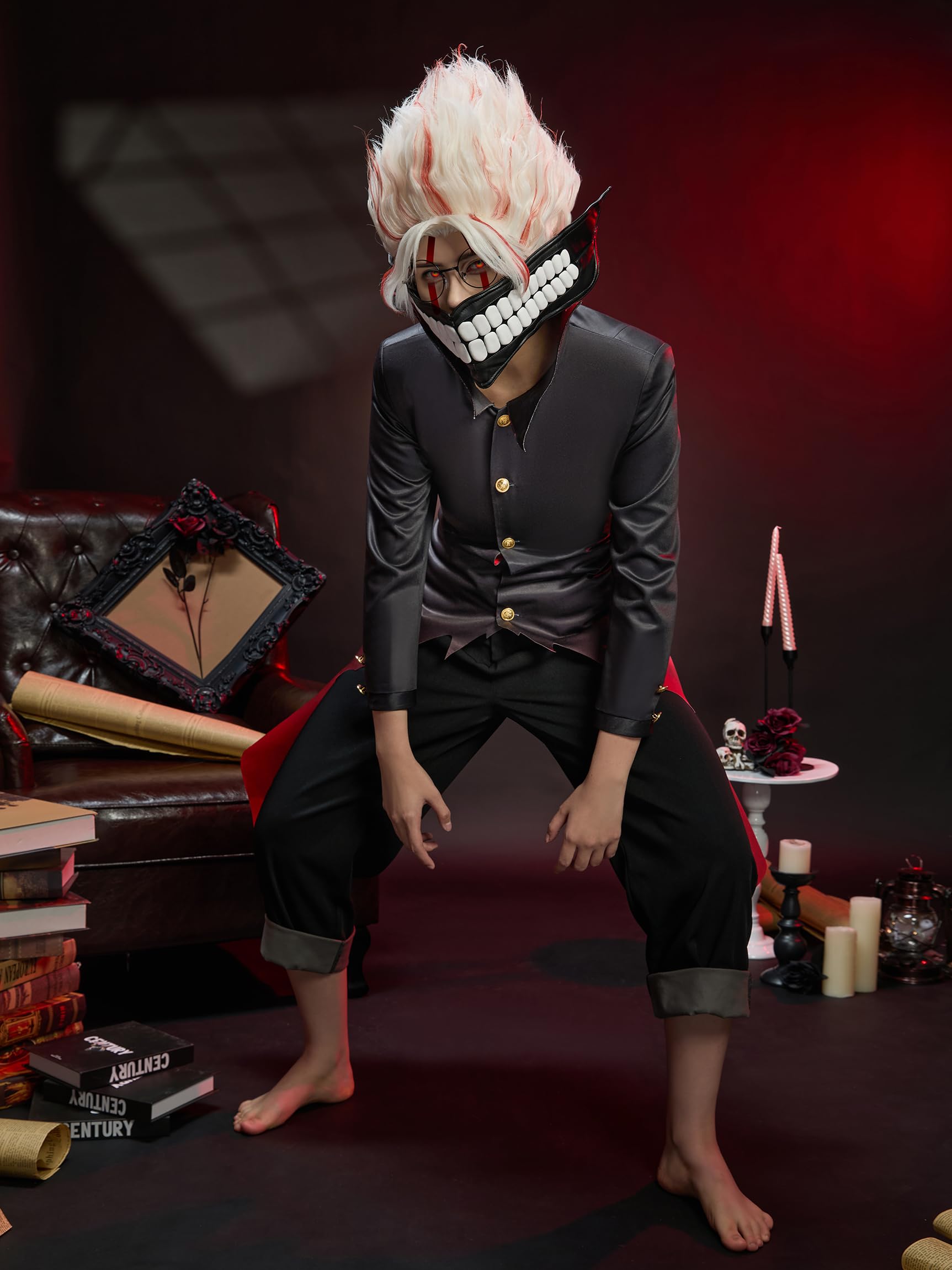 Cosplay.fm Disfraz de anime para hombre, uniforme y pantalones con cinturón