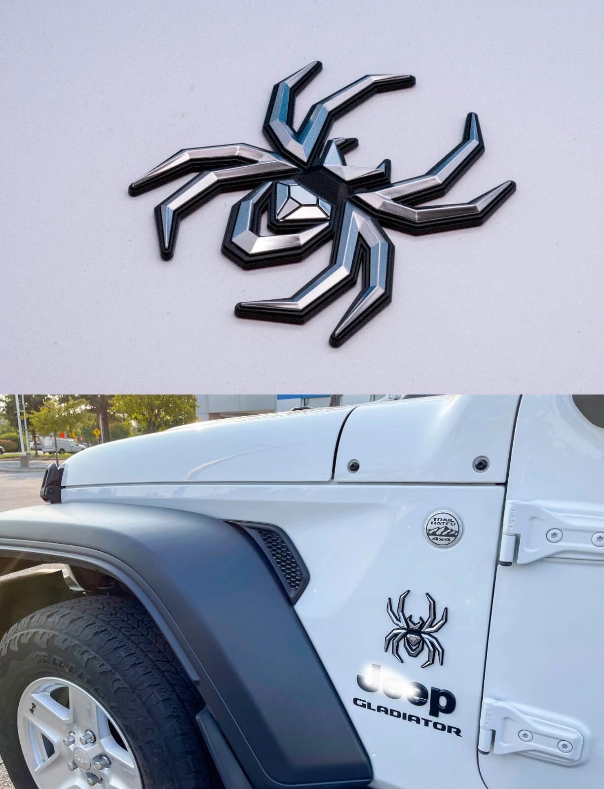 1Pc Custom Spider Emblem Left Right Car Badge for Universal Car Body Motorcycle SUV Widow Door Edition Decoration (Chrome)