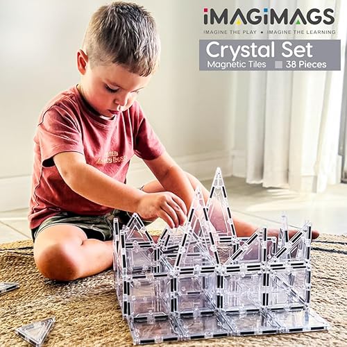 Miniatura 2 de Imagimags Azulejos magnéticos de construcción, juego de 38 piezas de cristal para niños y niñas, actividades educativas de aprendizaje creativo,