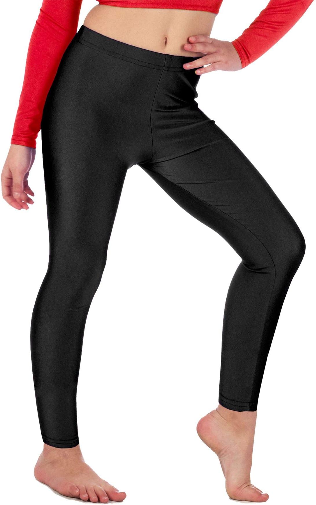 Re Tech UKShiny Girls Leggings for Gymnastics/Dance - Kids Leggings - Stretchy Fabric Footless Toddler Athletic Youth
