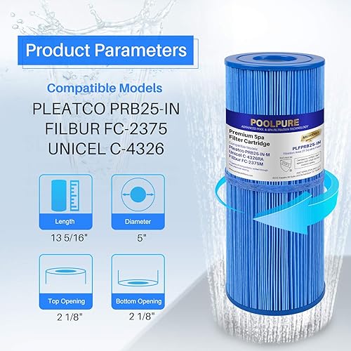 Miniatura 2 de POOLPURE Antimicrobia PRB25-IN-M Filtro de spa que reemplaza a Unicel C-4326RA, Filbur FC-2375M, 3005845, 17-2327, 100586, 33521, 25392, 817-2500,