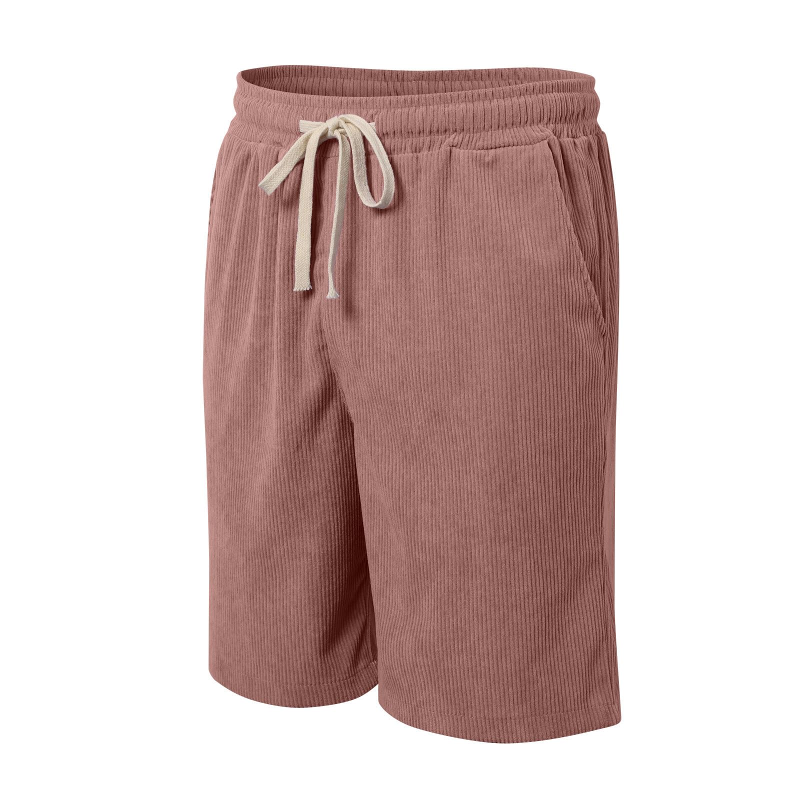 Men's Casual Shorts Elastic Waist Drawstring Lightweight Summer Beach Loose Fit Comfortable Breathable (Red, XXXL)