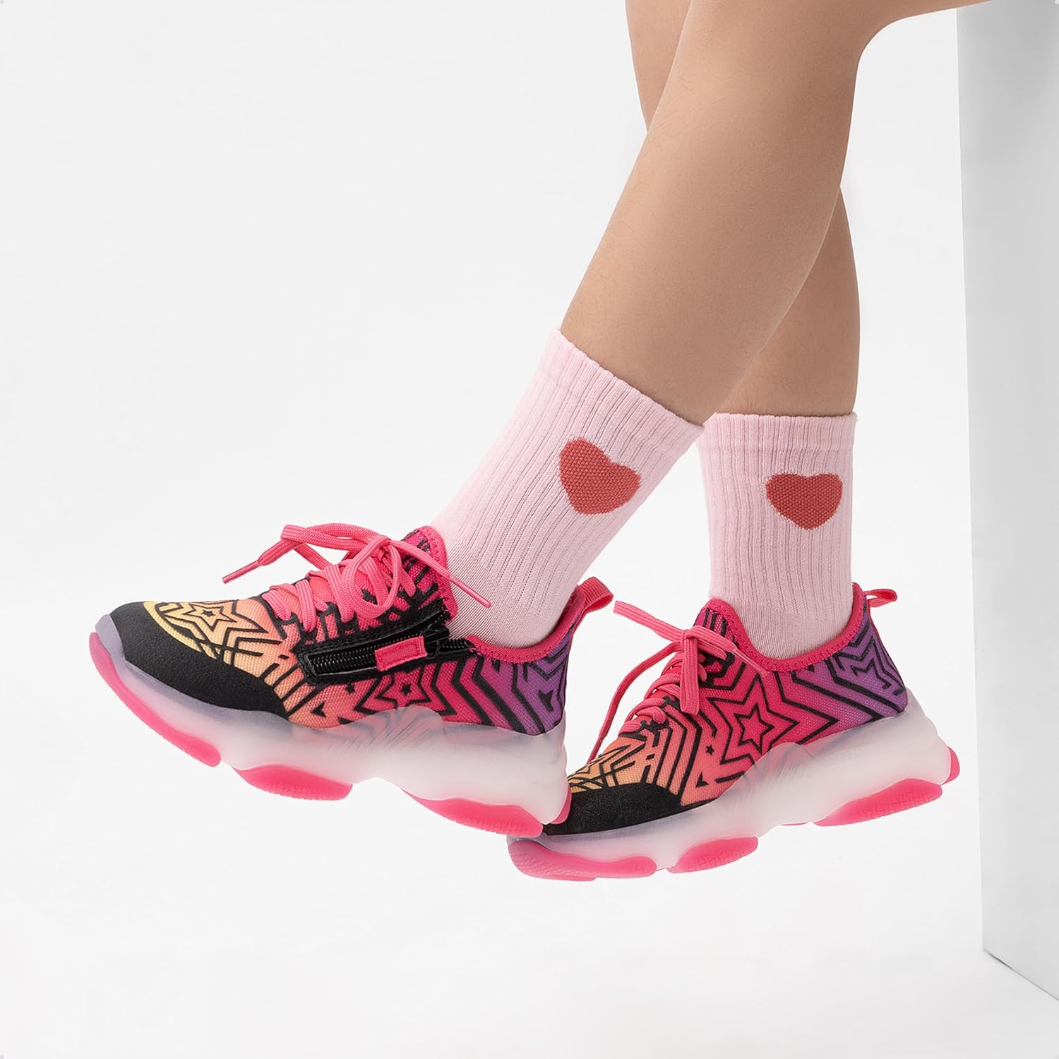 DREAM PAIRS Kids Girls Sneakers Zipper Casual Shoes Jelly Sole Sports Shoes Lightweight Walking Shoes 10 Toddler Black/Pink image 5 of 5 B0DPYGWSCR