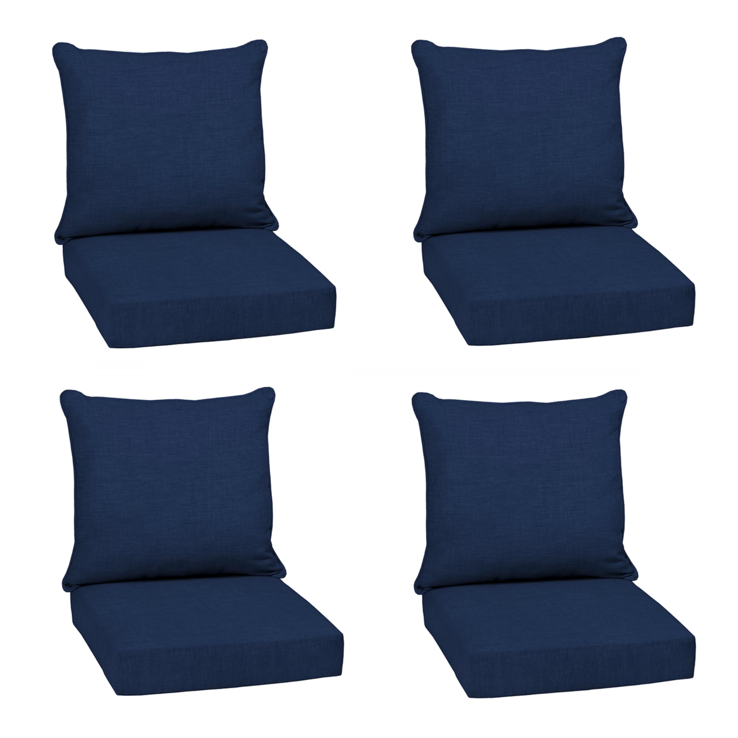 Arden Outdoor Chair Cushions for Patio Furniture, 22x24 Deep Seat, 4 Sets