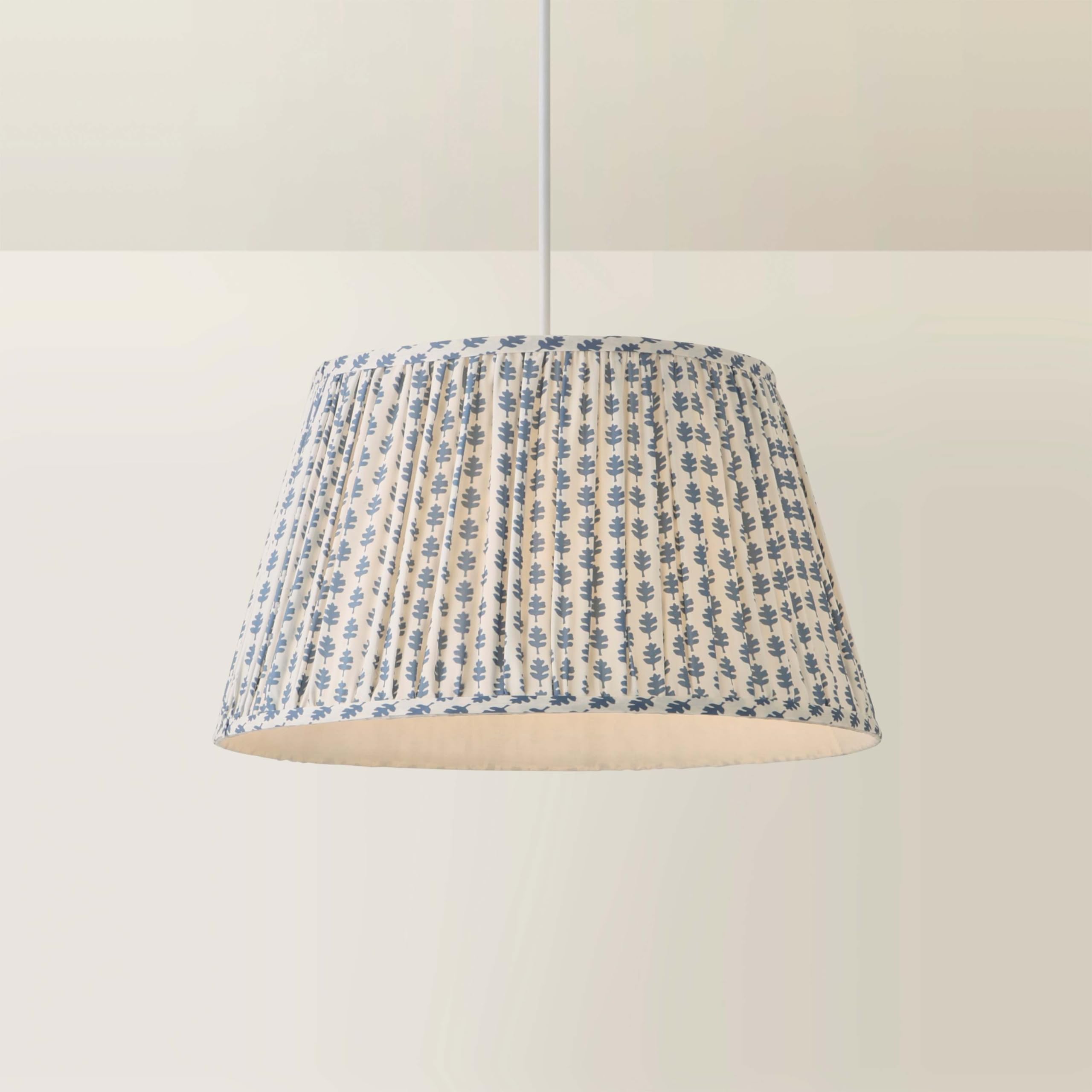 ValueLights Grange Large 45cm Floral Pleated Ceiling Pendant Lamp Shade in Mid Blue
