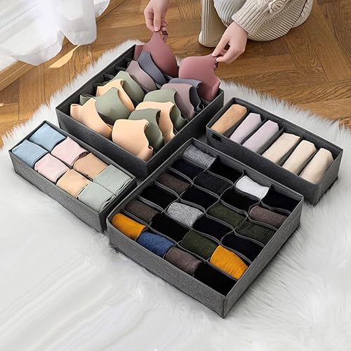 Miniatura 9 de BESPORTBLE 4pcs Foldable Underwear Organizer Boxes Fabric Drawer Dividers for Bras Socks Briefs Storage Cloth Organizers for Closet Clothing