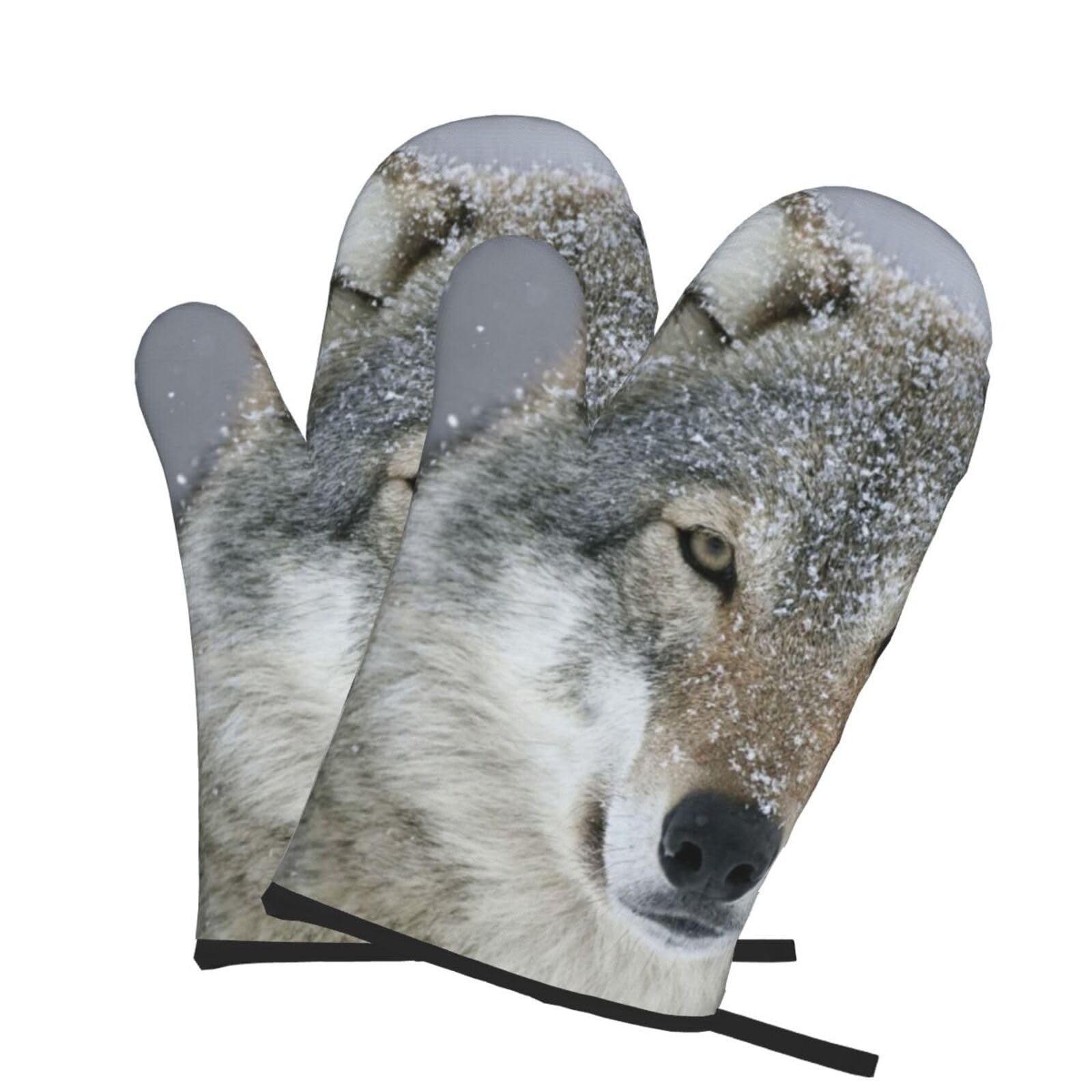 Oven Mitts Set of 2 Pcs, Wild Animals Wolf Prints Heat Resistant Kitchen Gloves for Cooking Baking Grilling