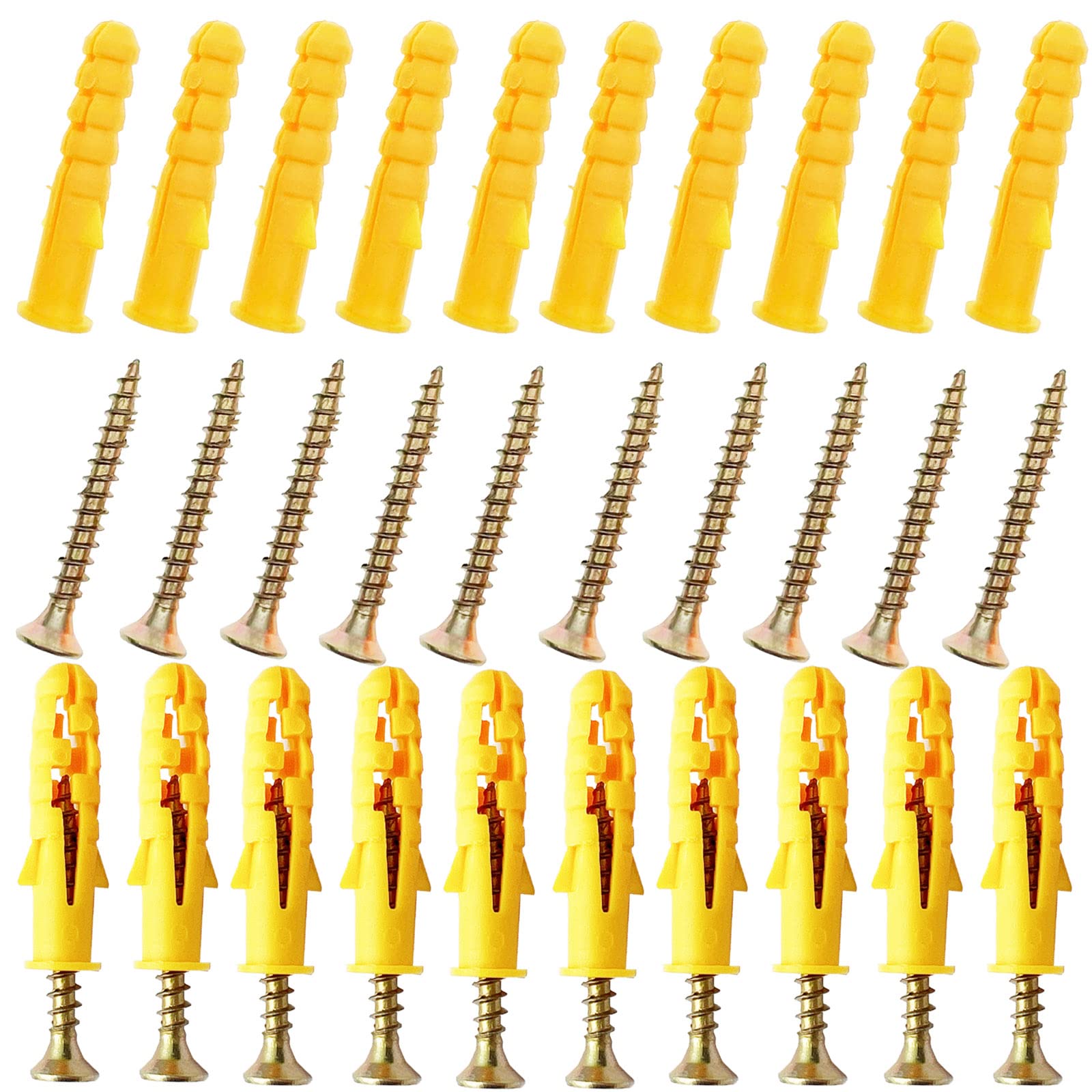 1 x Brand New 40PCS Screws and Wall Plugs Set, 20Pcs Zinc Galvanized C