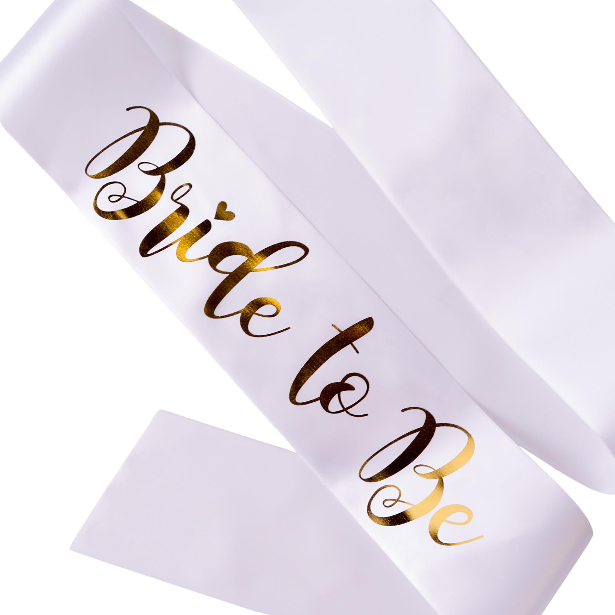 Bride to Be Sash, White with Gold Print, Hen Party Accessory, Adjustable, 1.7m or Plus Size 2.1m