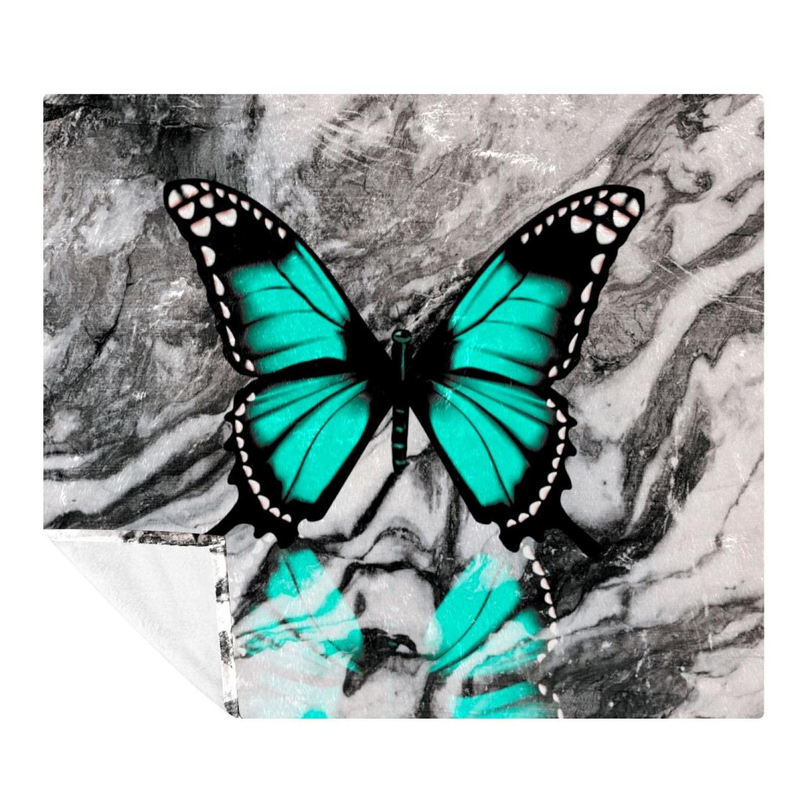 Couverture légère anti-froid en microfibre douce motif papillon pour lit et canapé
