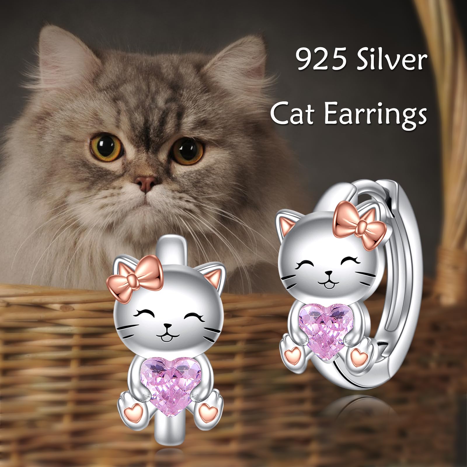 VONALA Einhorn/Faultier/Katze/Schwein/Kuh/Frosch/Hase/Koala Creolen Ohrringe, 925 Sterling Silber Tier Schmuck mit Rosa Zirkonia für Damen Mädchen Kinder