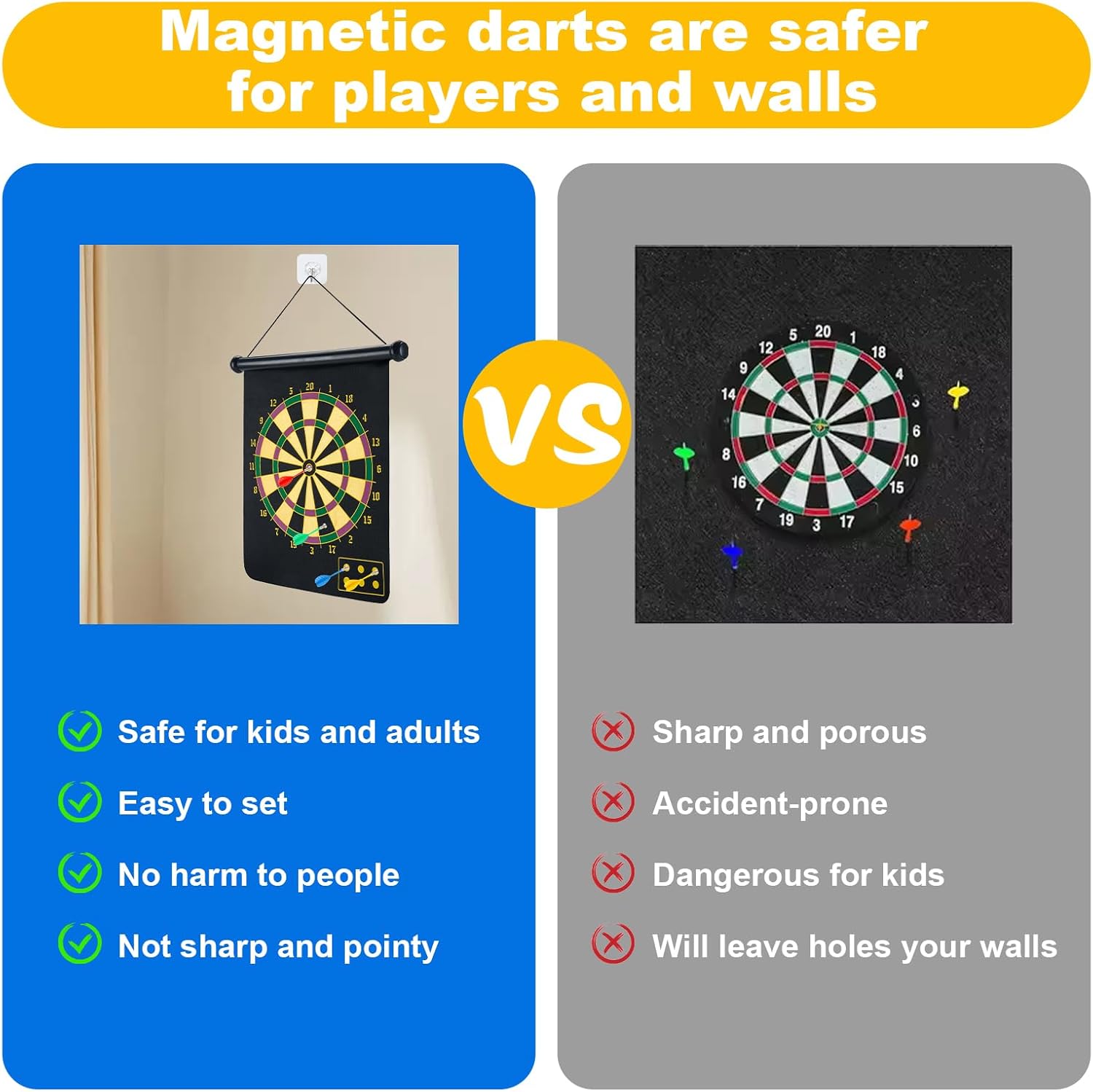 Magnetic Dart Board with 24pcs Darts,Indoor Outdoor Dart Game for Kids and Adults,2in1 Rollup Safe Dart Flights Toys Set for 3-12 Year Old Boys Girls Christmas Birthday Gifts - Image 4