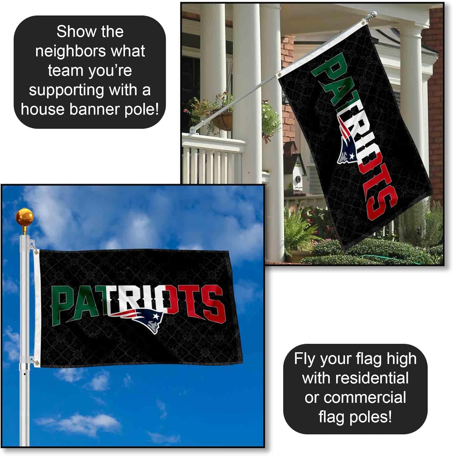 New England Patriots Mexico Mexican Colors Flag Outdoor Indoor 3x5 Foot Banner