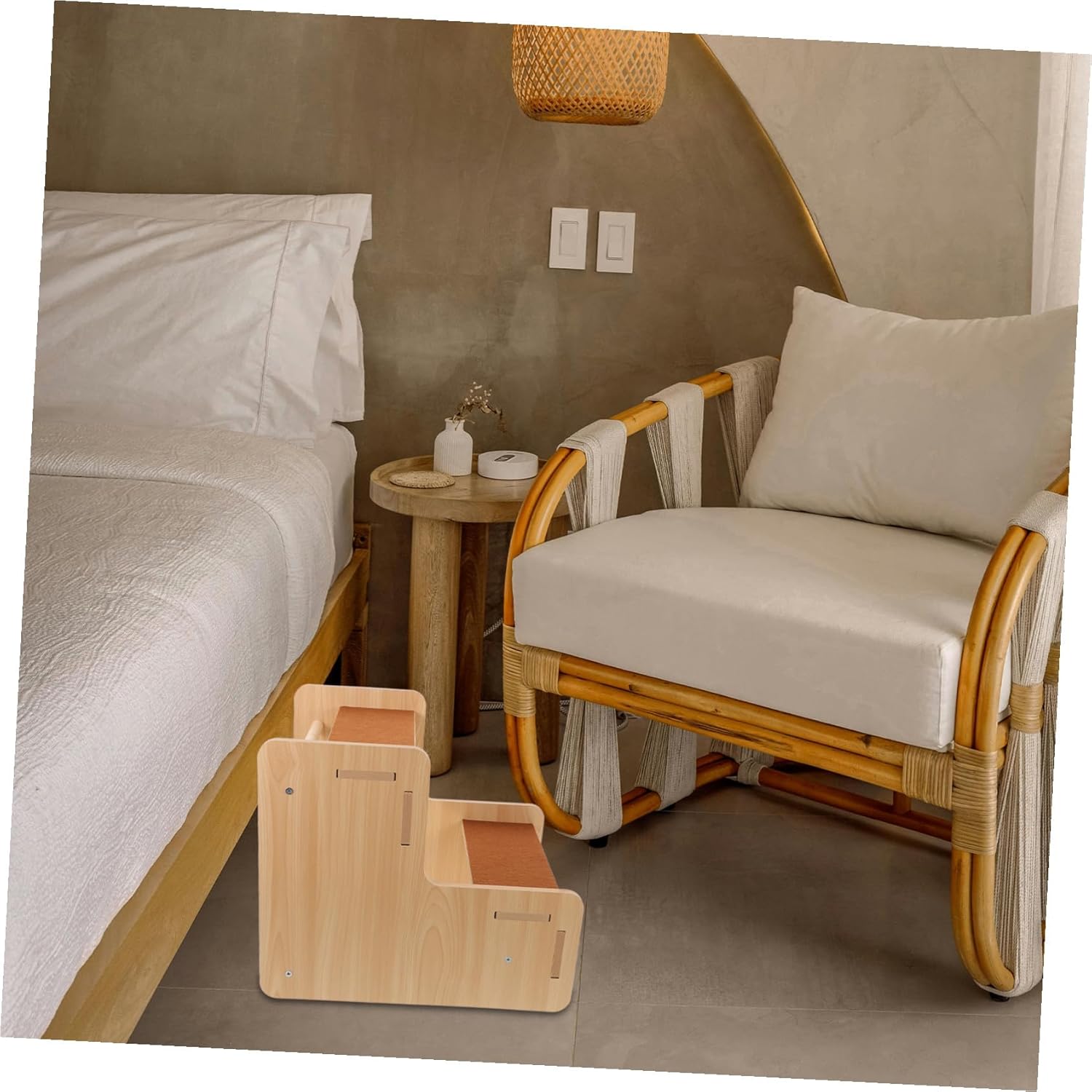 Lurrose Non-Slip Pet Ramp for Bed and Sofa Tall Dog Steps for Small Dogs and Senior Cats Indoor Compact Puppy Staircase for Elderly Pets