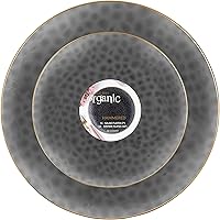Vista 84 de PARTY BARGAINS 7" & 10" Organic Collection Hammered Appetizer and Dinner Plates Combo with Gold Rim – Transparent White, 32-Pack Disposable Plastic