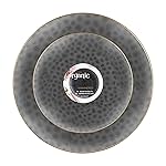 PLASTICPRO 32 Piece Combo Plates Set includes 16-7\'\' inch Plate & 16-10\'\' inch Plates Black transparent Hammered Plastic Party Plate Premium heavyweight Elegant, Disposable, Tableware, Dishes,