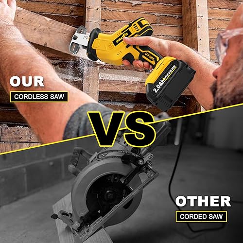 Miniatura 8 de Sierra de vaivén inalámbrica, sierras eléctricas de 0-3500 RPM con 4 hojas y 2 baterías, cambio sin herramientas, sierra de mano ligera, sierras