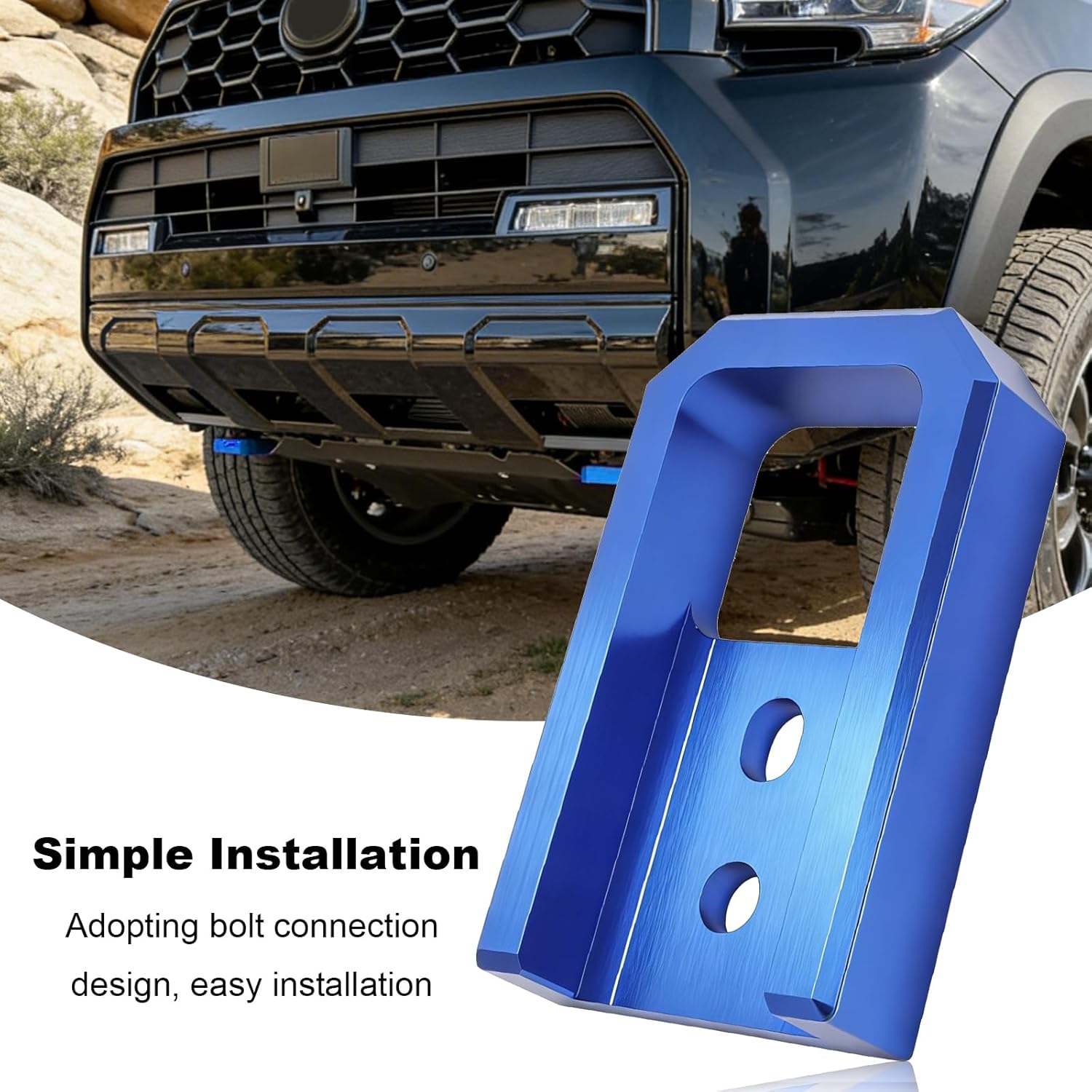 Anxingo 2 PCS Sturdy Front Tow Hooks, Stylish Blue Recovery Hooks, Replacement for Toyota Tacoma 4Runner 2024-2026