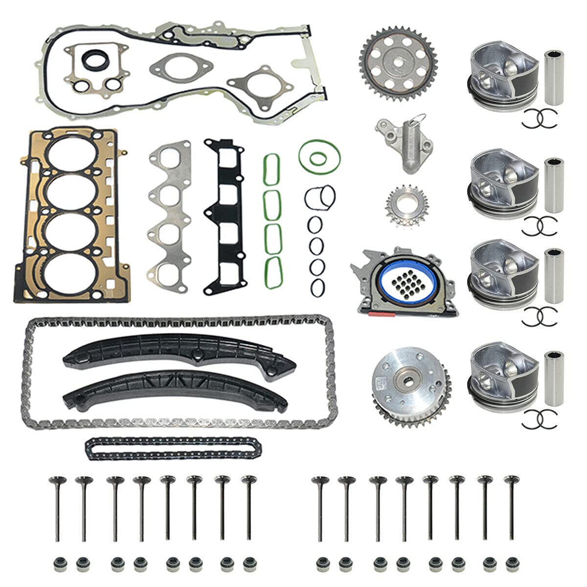 Kit de reparación de motor Pistones STD + Kit de cadena de distribución + Recambio de juntas de culata para A1 A3 1.4 1.6 TSI TFSI FSI Motor: BMY CAV CAVA CTH CTHA