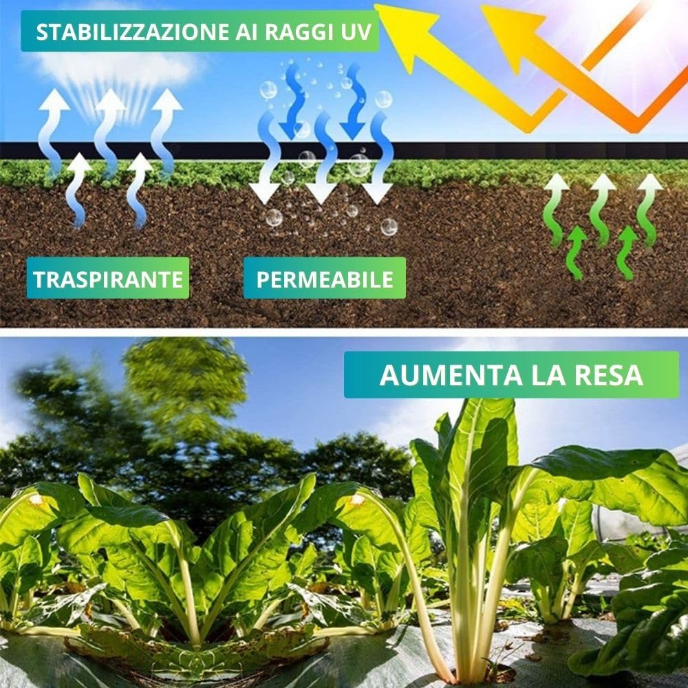 Telo Pacciamante Professionale Verde 1,05m X 100m - Anti-UV, Resistente, Garanzia 5 Anni