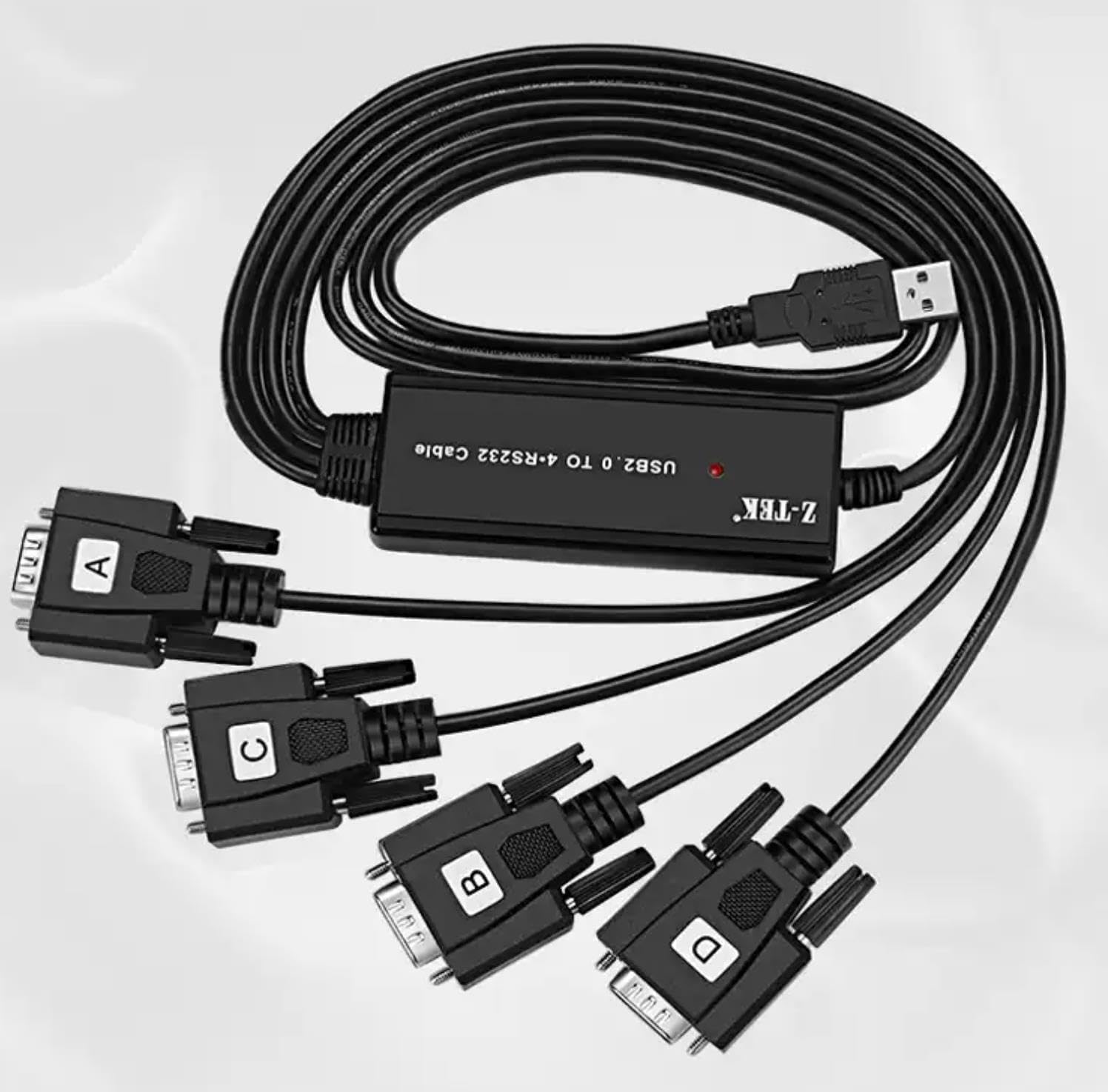USB 2.0 to 4 Ports Serial RS-232 COM DB9 Male Adapter Cable FTDI chip FT232 USB-4x RS232