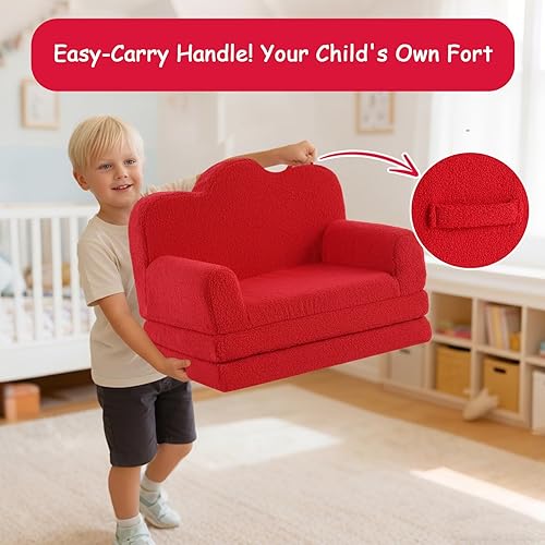 Miniatura 95 de Tiita Silla infantil de felpa para niños, sofá de felpa que brilla en la oscuridad, sofá para niños pequeños con funda lavable, asa de transporte,