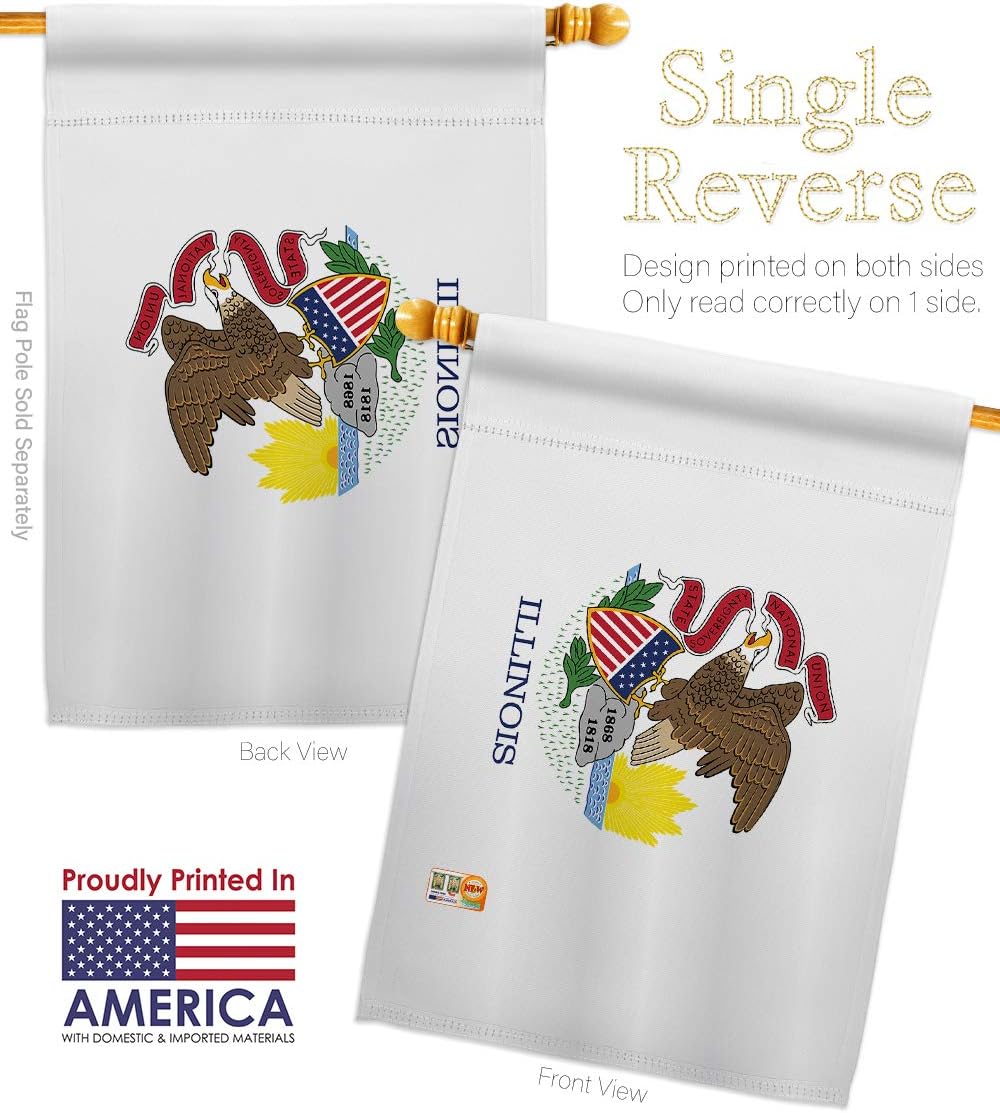 Illinois House Flag Americana States USA American Territories Republic Country Particular Area Small Decorative Gift Yard Banner Made In 28 X 40