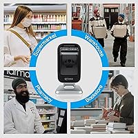 Vista 7 de OBZ Escáner de código de barras QR 2D 1D de mano de escritorio USB con cable CMOS, escaneo continuo manos libres para sistemas POS, venta al por