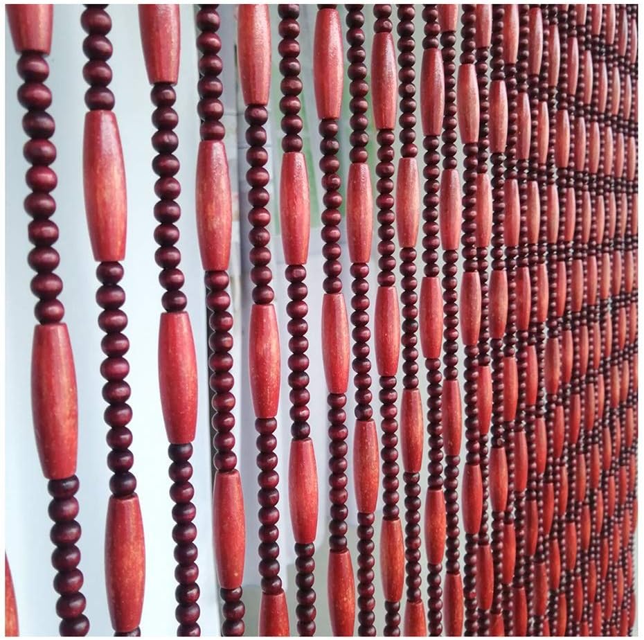Beaded Curtain Wooden Beads Door String Interior Decoration Curtain for Doorway Passage Restaurant Hanging Hardware, Red, Width 63-100CM (Color : A, Size : 25 strands-75x125cm)