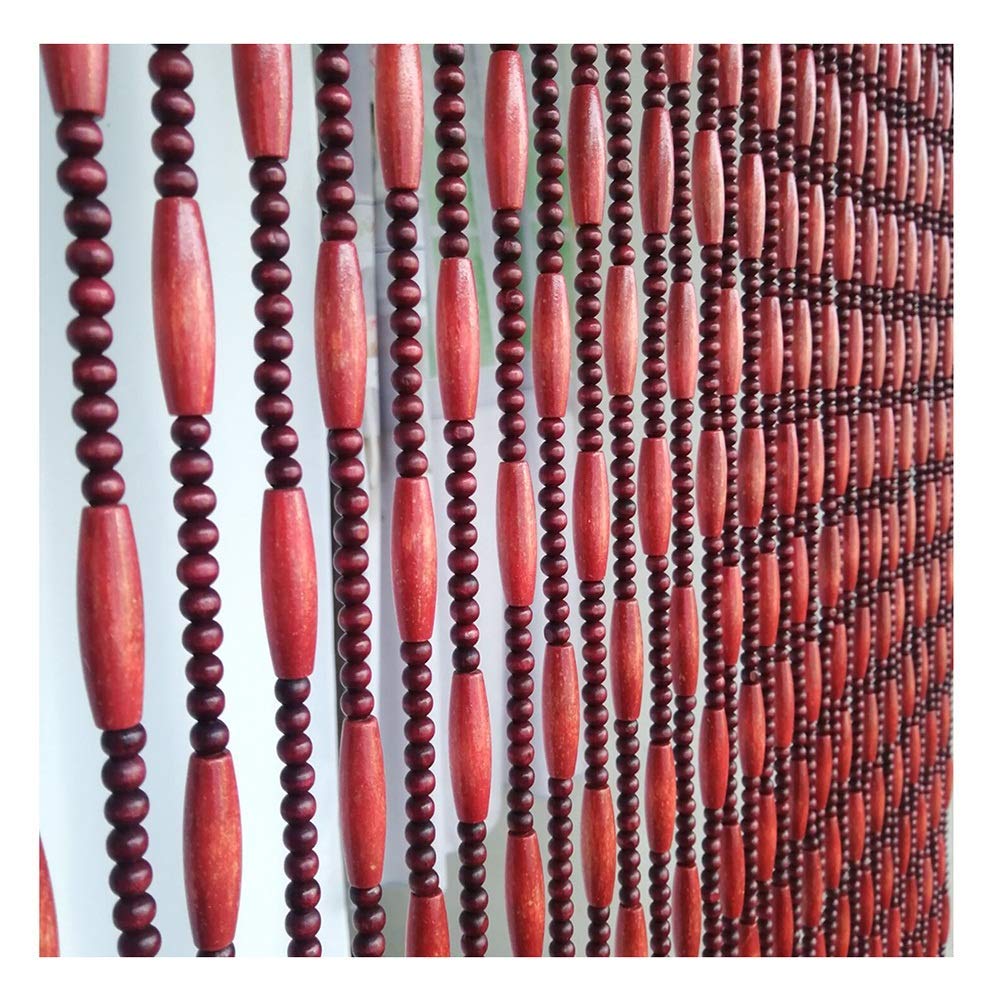 Rideau de perles en bois pour cacher un passage sans bloquer l'air frais rouge
