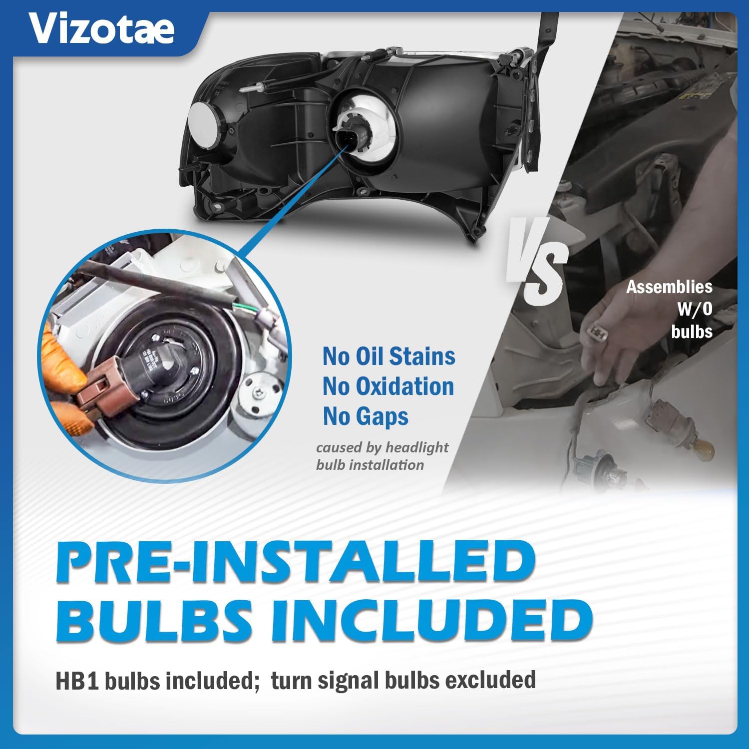 Headlights for 1994-2001 Dodge Ram 1500 2500 3500/1994-2002 Ram 2500 3500 with Corner Parking Turn Signal Marker Lights, High/Low Beam W/Bulbs