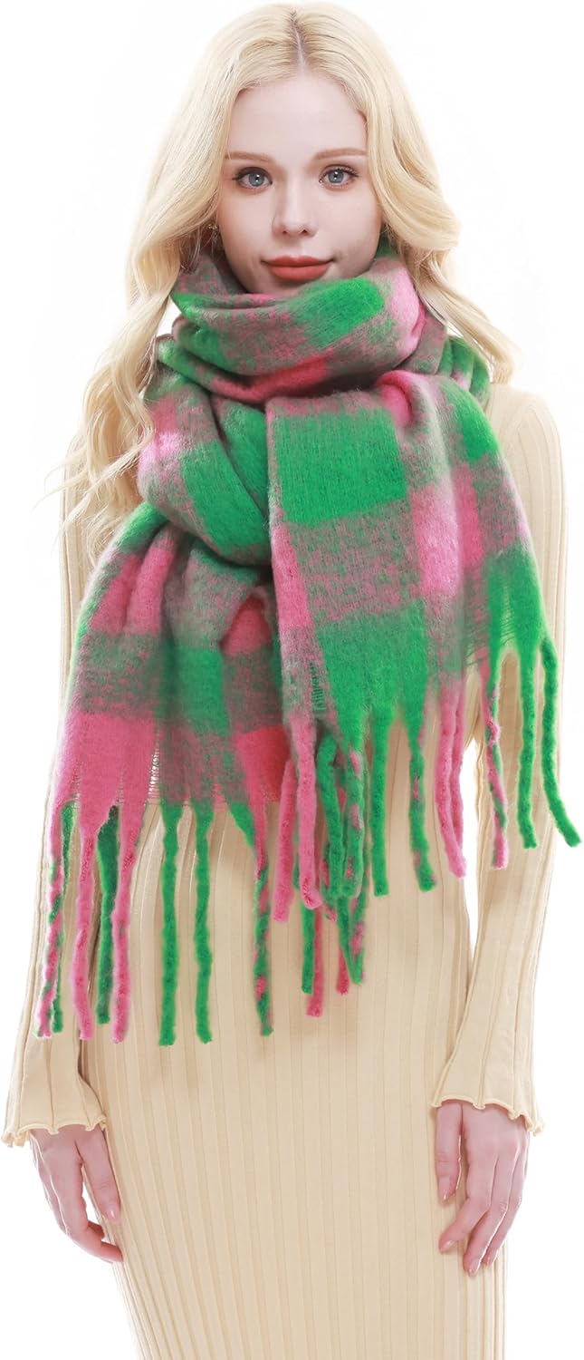 RIIQIICHY Plaid Scarf for Women Chunky Scarves Winter Warm Thick Oversized Blanket Scarf - Image 3