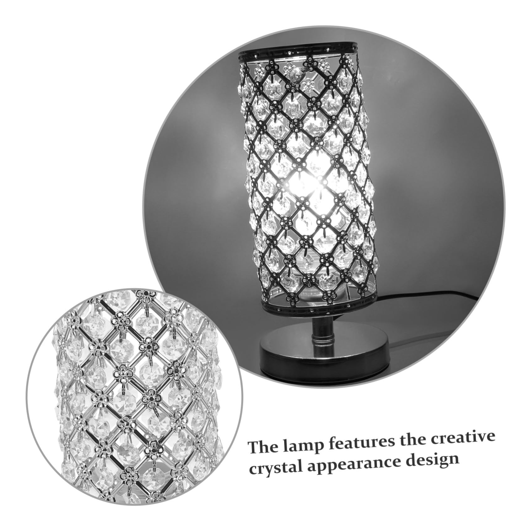 Gatuida Lámpara de Mesa de Cristal Decorativa para Salón con Luz Diseño Simple y Estructura Práctica Lámpara Interior con Interruptor y Enchufe Europeo