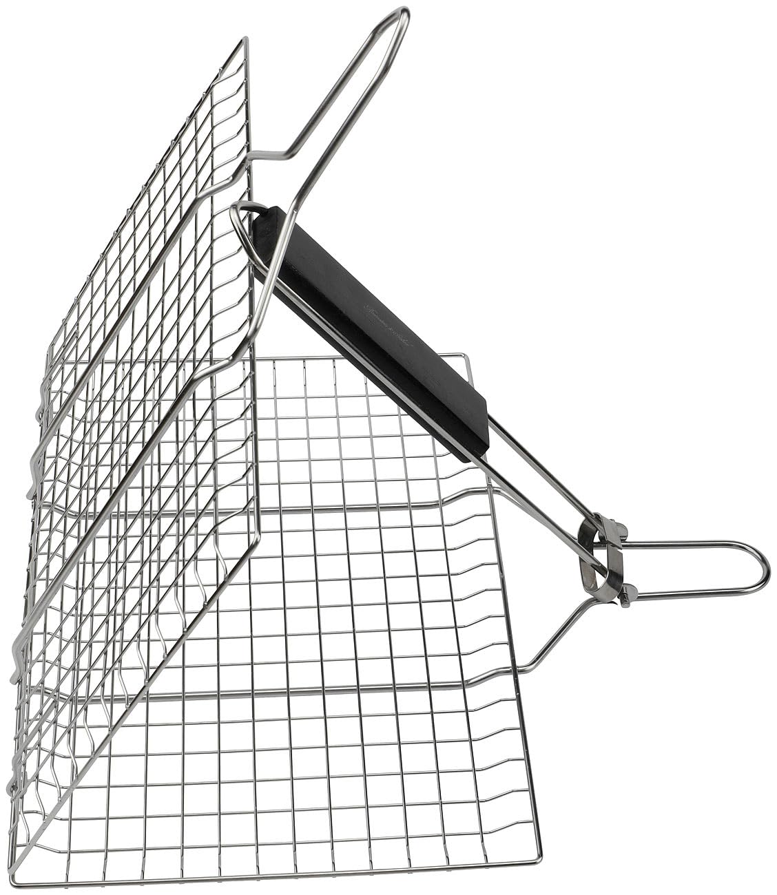 Rosenstein & Söhne Fischgrillzange: 2er-Set Faltbare Edelstahl-Fischbräter, Grillkorb für Fisch und Gemüse (Fischgrillgitter, Fischgriller, Picknick)