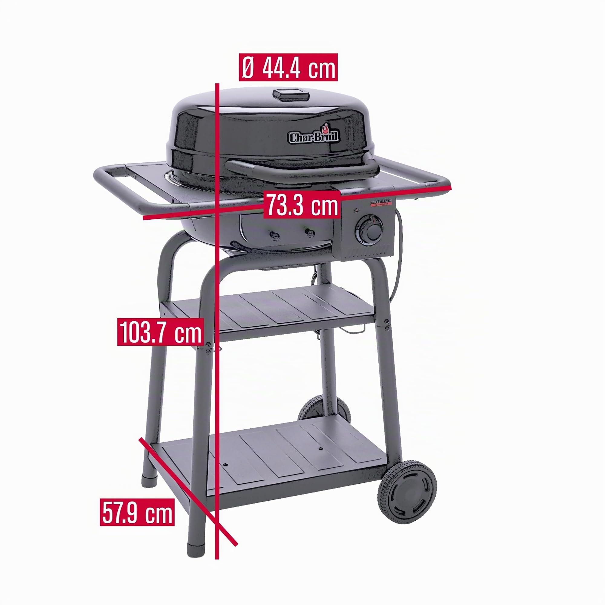 Char-Broil Patio Bistro E2Coal Barbecue électrique avec alimentation hybride et option charbon de bois, TRU-Infrared, jusqu'à 370 °C, pour balcon et terrasse