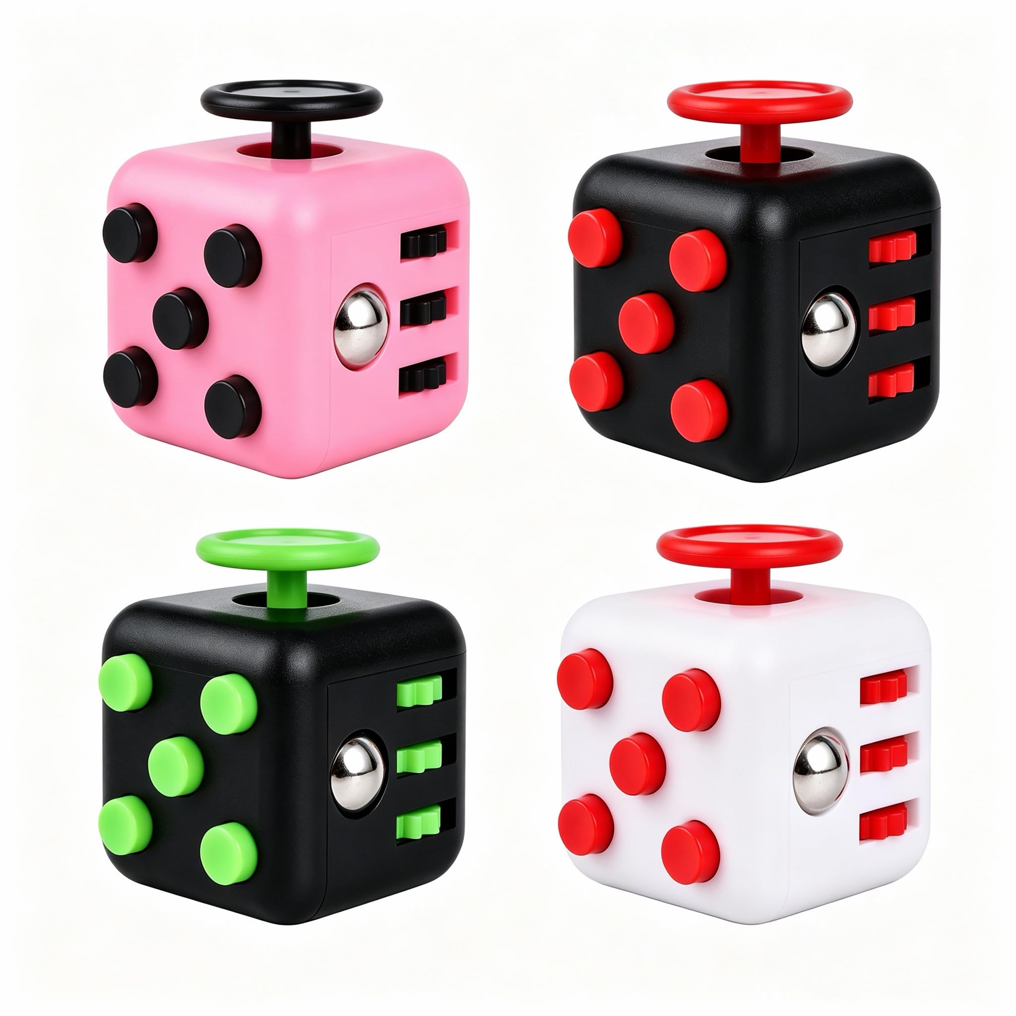 4-Piece Fidget Cube Set, Sensory Desk Toy (3.3 x 3.3 x 3.4 cm)