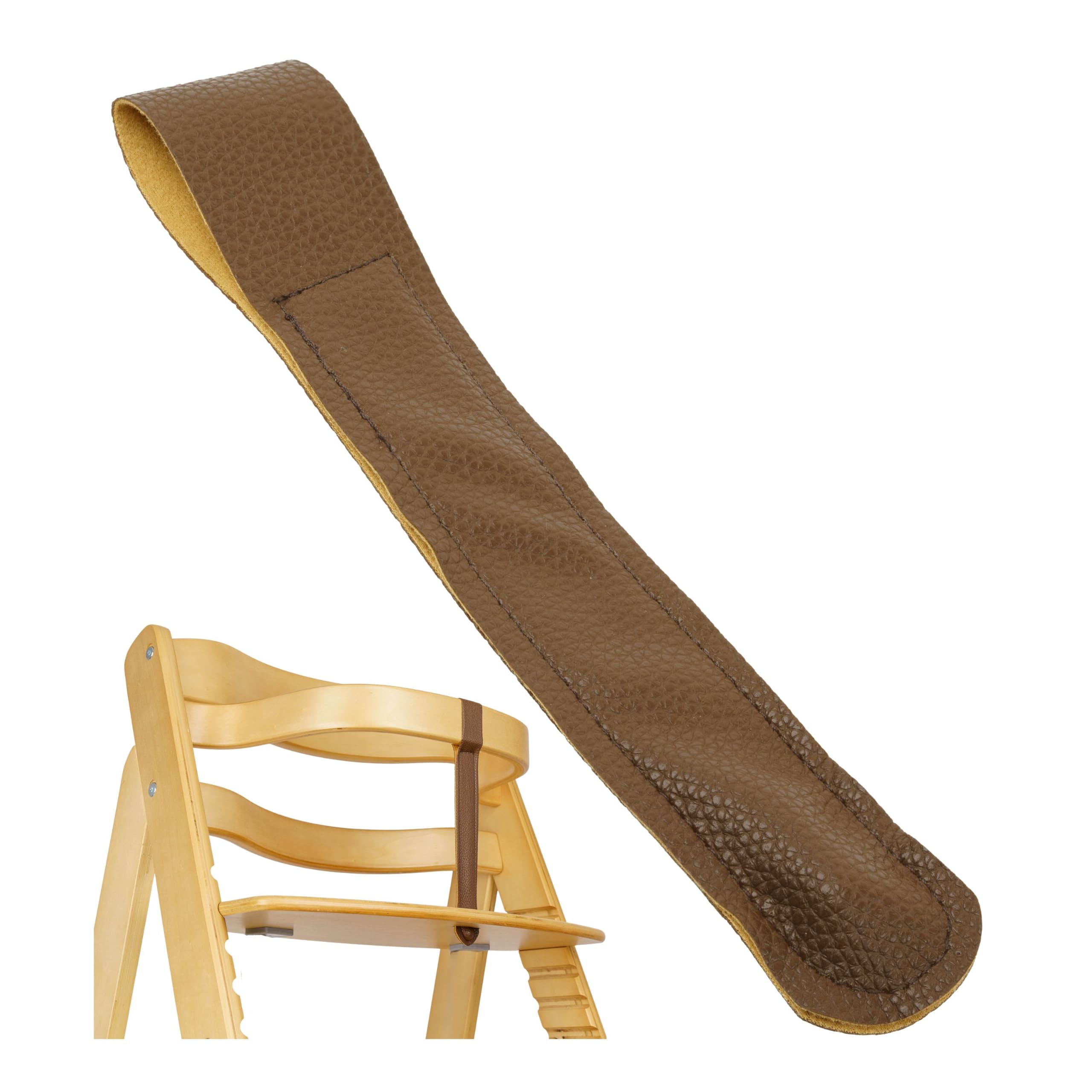 High Chair Crotch Strap, 1 Piece, Brown, PU Leather, Safety Belt Compatible with Stokke Tripp Trapp, Roba Sit Up, Safety 1st, Kinderkaft, Strap Strap 