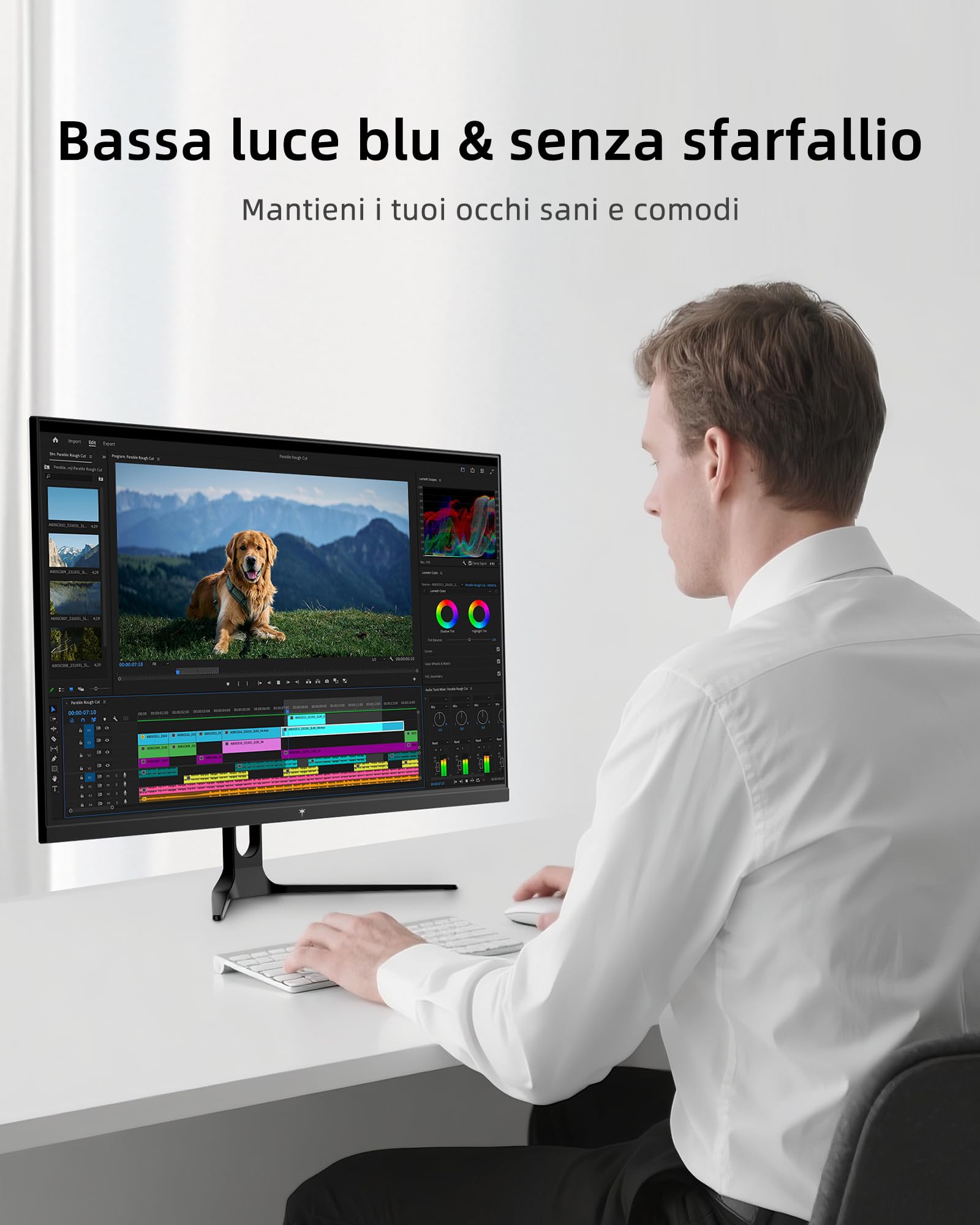 KTC Monitor 32 Pollici QHD | 2K@120Hz (OC) | Bianco | Pannello IPS | ΔE＜2, 99% sRGB, 85% DCI-P3 | VESA 100×100 | Low Blue Light | HDR | HDMI, DP | Monitor per Ufficio, Design, Studio e Tempo Libero