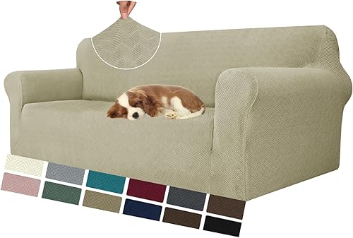 Miniatura 17 de MAXIJIN Fundas para sofá de 3 cojines (71"-91"), funda elástica de 1 pieza para sofá, protector de muebles con parte inferior elástica para niños y