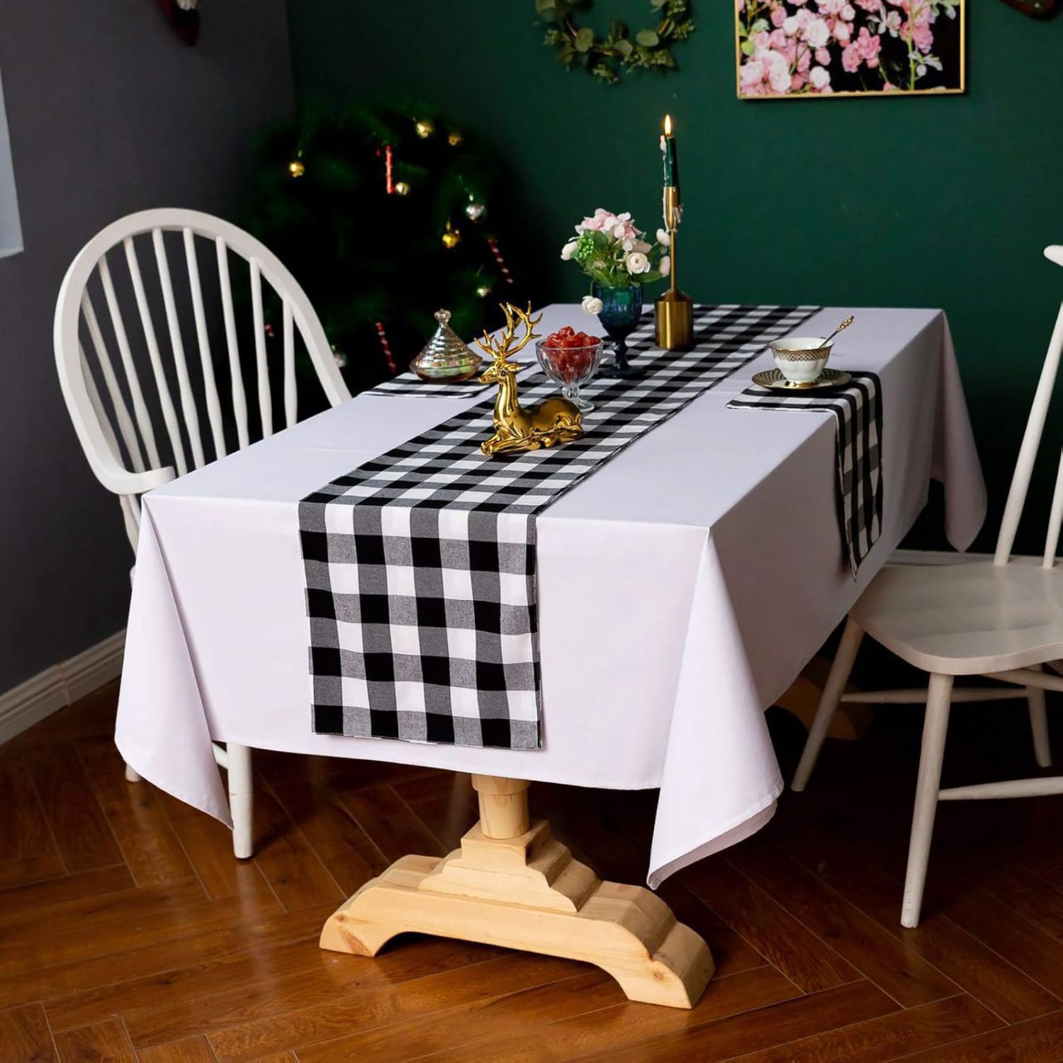 Weekly Top Sale Christmas Table Runner Black-White Buffalo Plaid Cotton Blend Table Runner Xmas Table Decor for Family Dinner, Outdoor or Indoor Parties, Thanksgiving, Christmas & Gathering, 12.9x70.86 inch Exclusive Discount 🔥 Christmas Table Runner Black-White Buffalo Plaid Cotton Blend Table Runner Xmas Table Decor for Family Dinner, Outdoor or Indoor Parties, Thanksgiving, Christmas & Gathering, 12.9x70.86 inch