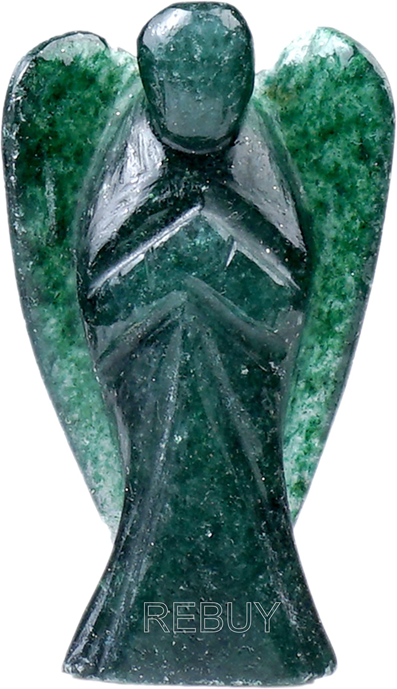 REBUY Green Jade Angel Crystal Angel Natural Healing Stone Angel Hand Carved Stone Angel Gift, Size 2 Inch